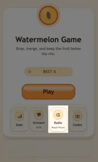 Watermelon Game Orchard Radio screen